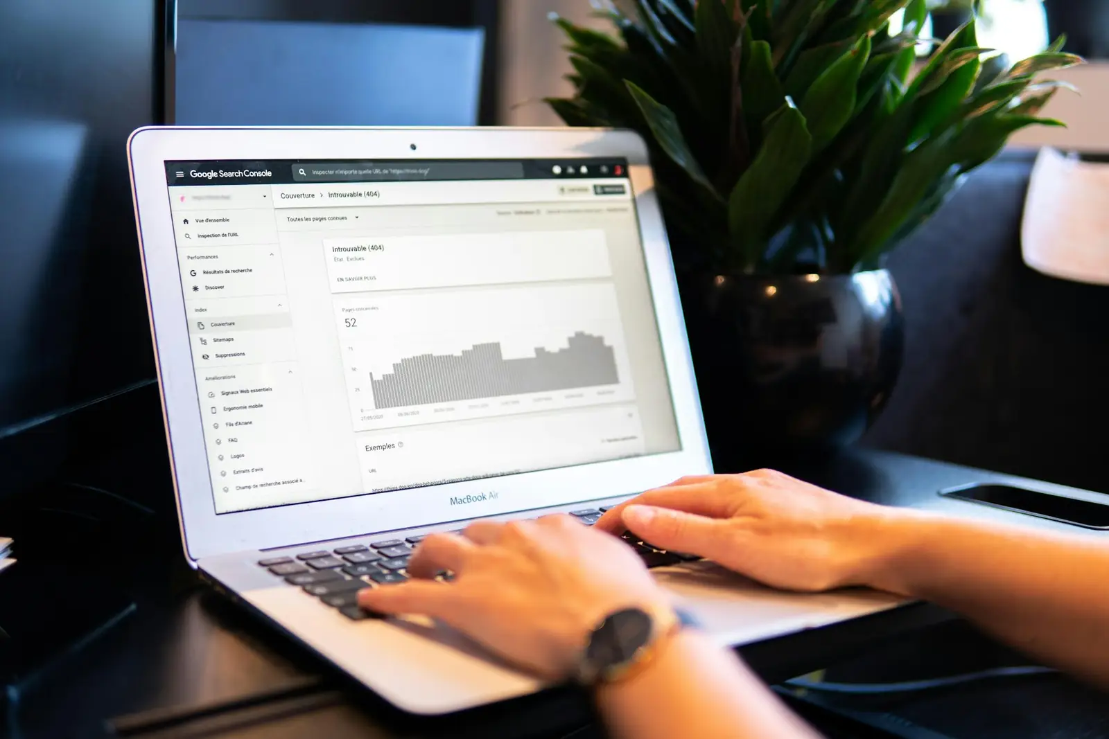 Analyse de la courbe de trafic d'un site sur un ordinateur portable